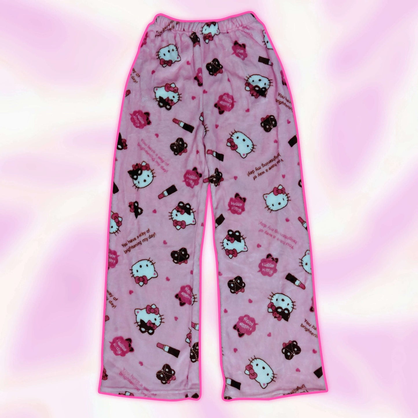Hello Kitty pink sleep pants, full-length with elastic waistband and character prints