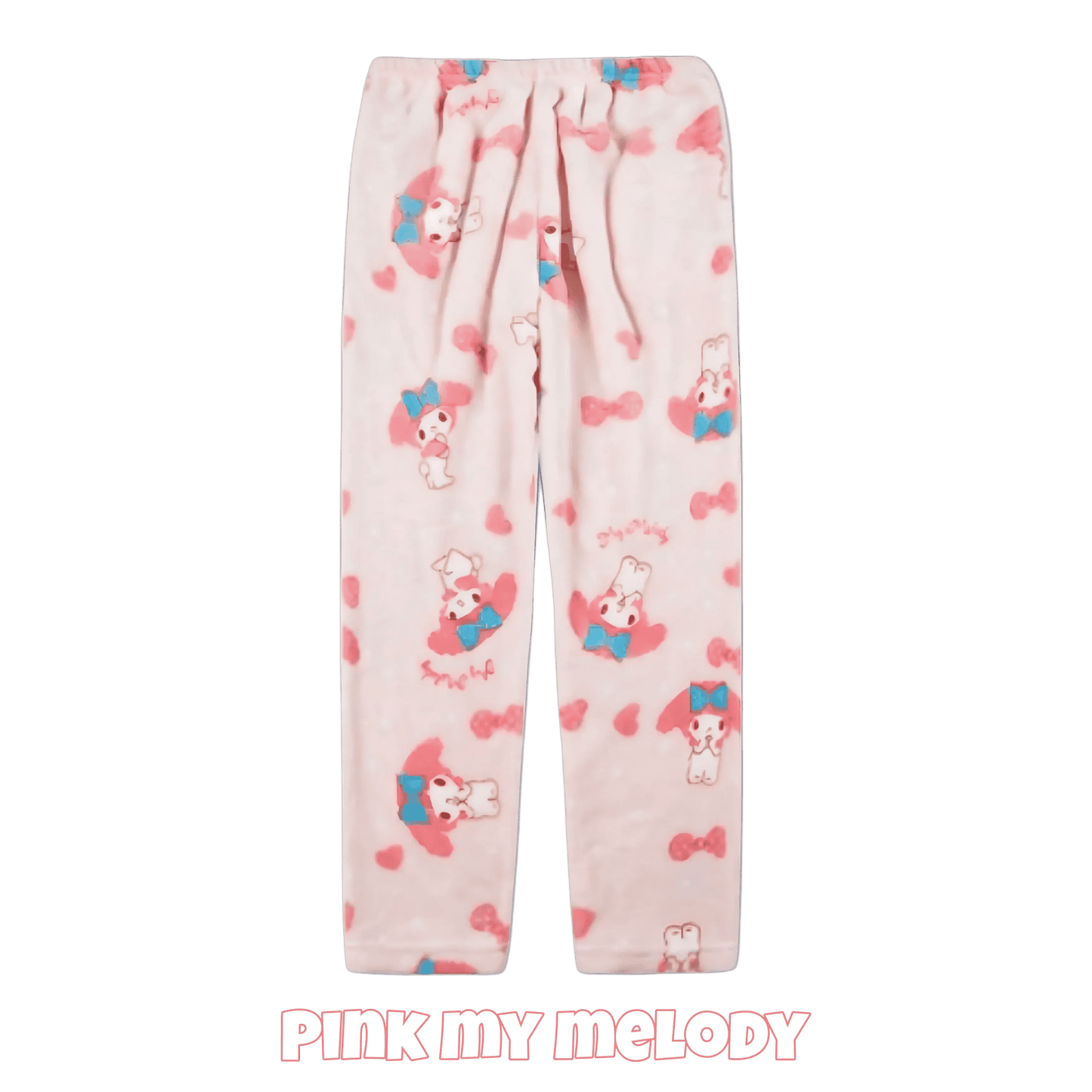 My Melody cloud pajama pants in pink with smiling face, hearts and clouds print