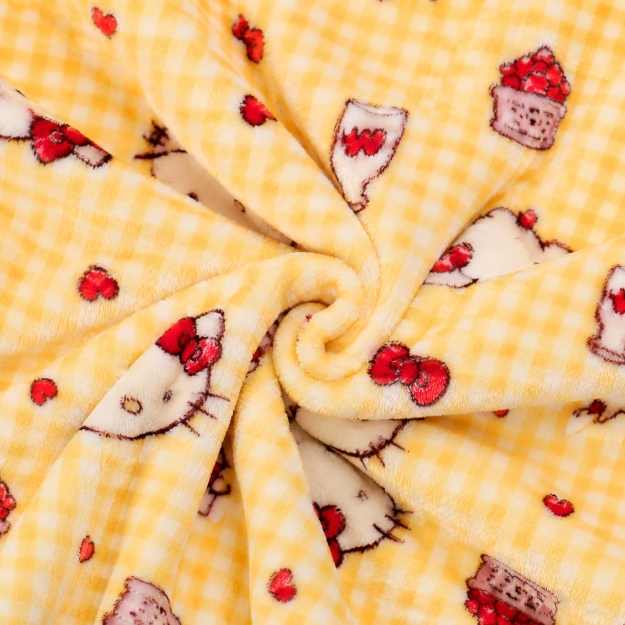 Hello Kitty yellow gingham pajama pants detail