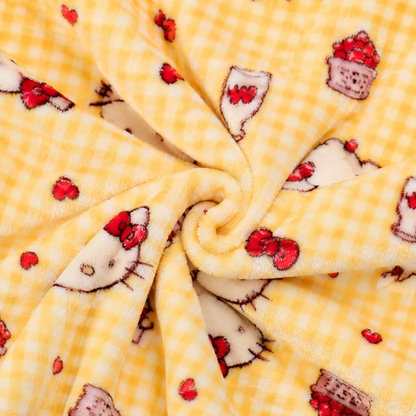 Hello Kitty yellow gingham pajama pants detail