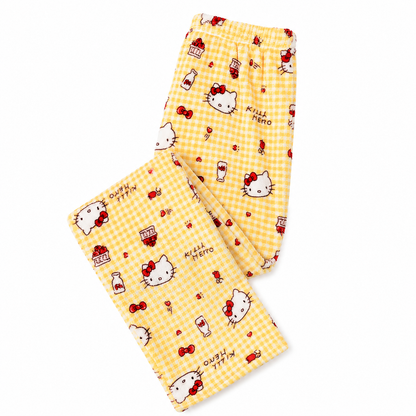 Hello Kitty yellow gingham pajama pants print