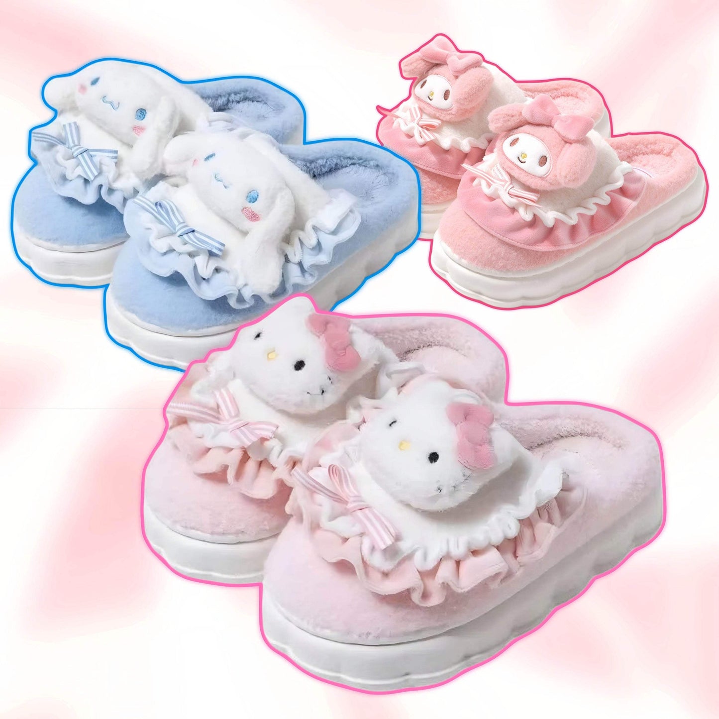 Kawaii Hello Kitty Fuzzy Slippers - Snuggle Heaven