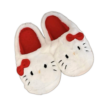 White Hello Kitty Fluffy Slippers - Snuggle Heaven