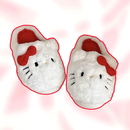 White Hello Kitty Fluffy Slippers - Snuggle Heaven