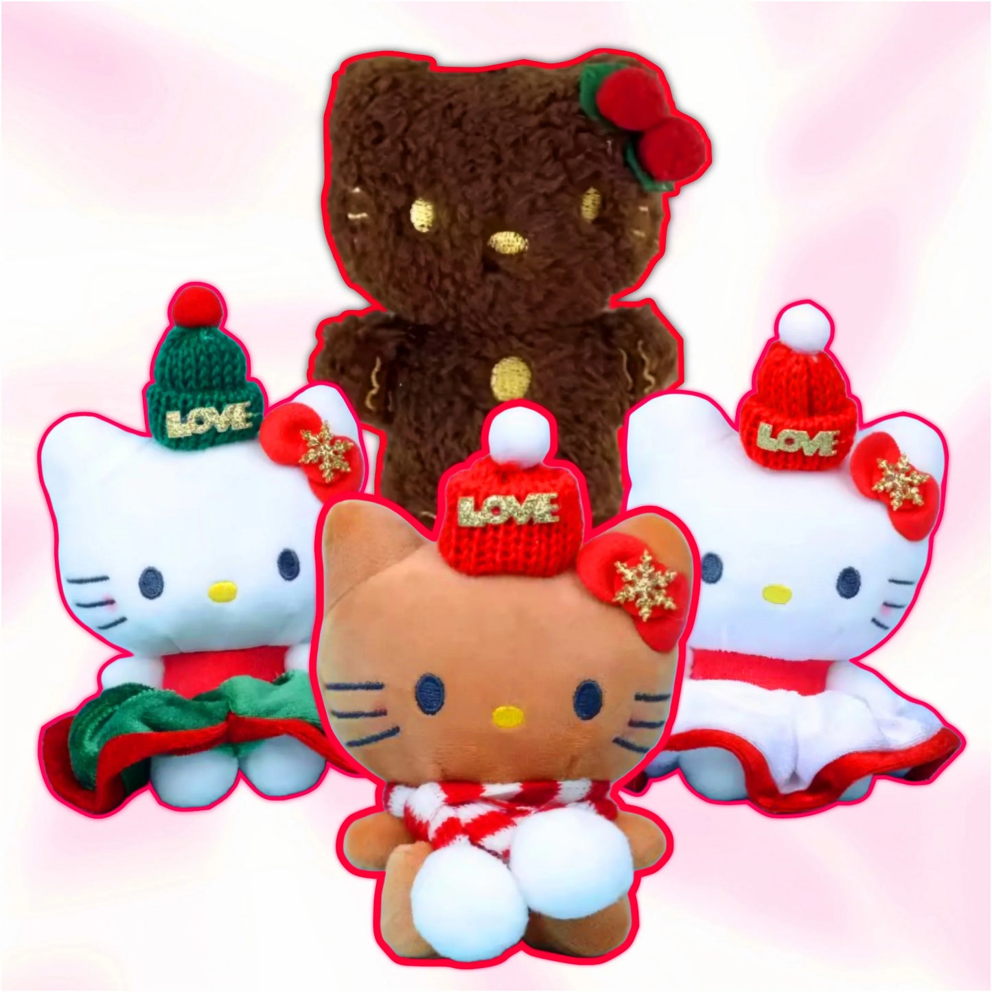 Hello Kitty Christmas Festive Plushie Keychain (10cm/4") - Snuggle Heaven