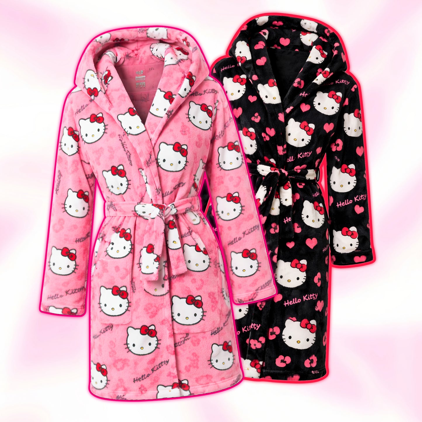 Halat de baie pufos Hello Kitty 