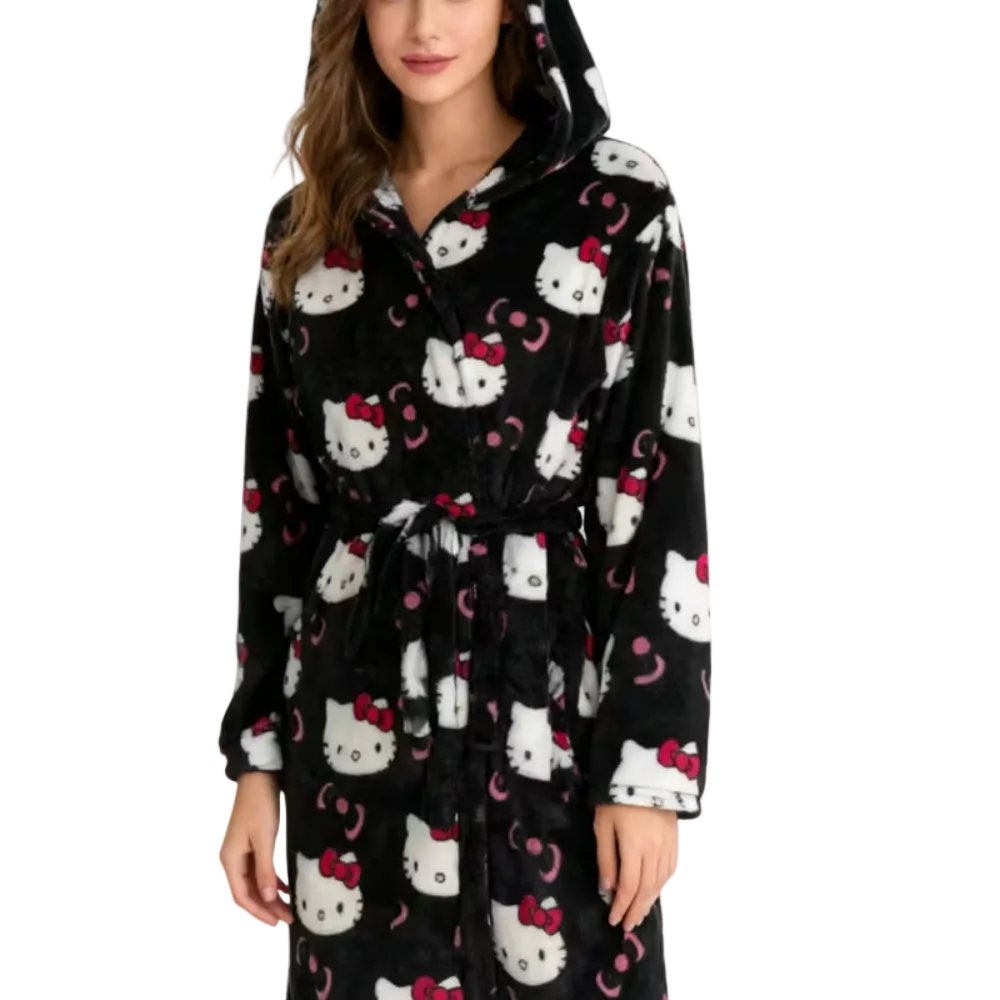 Halat de baie pufos Hello Kitty 