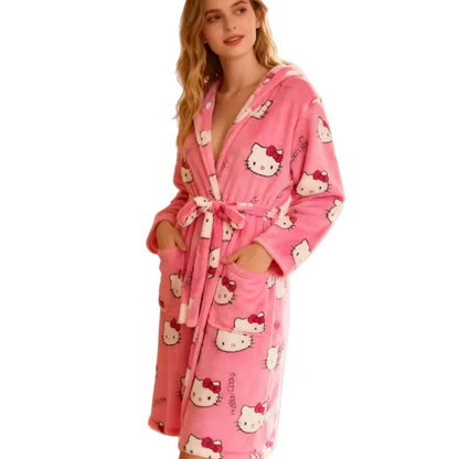 Halat de baie pufos Hello Kitty 