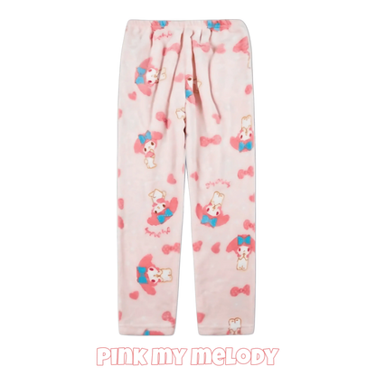 Light pink kids pajama pants with character and heart print