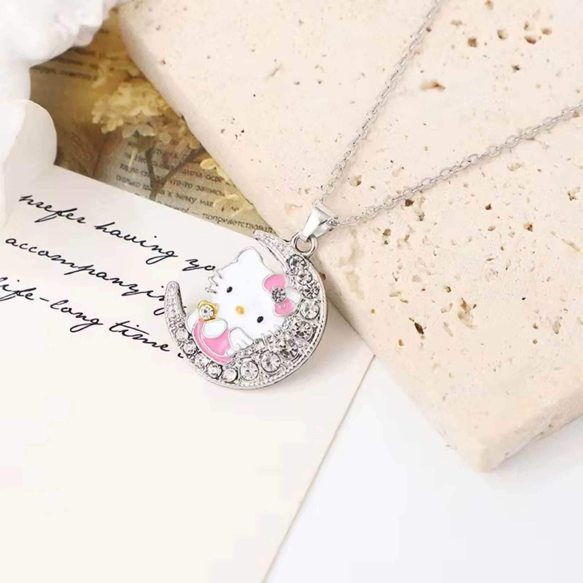 Hello Kitty Moon Pendant Necklace - Snuggle Heaven
