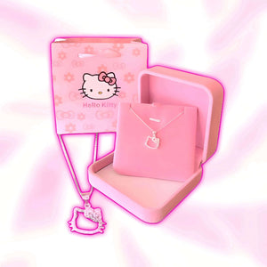 Hello Kitty necklace with silver chain and outlined cat-face pendant