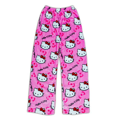 Pink Hello Kitty pajama pants with full character print and drawstring waist