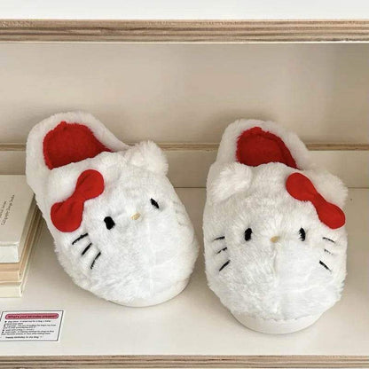 White Hello Kitty Fluffy Slippers - Snuggle Heaven
