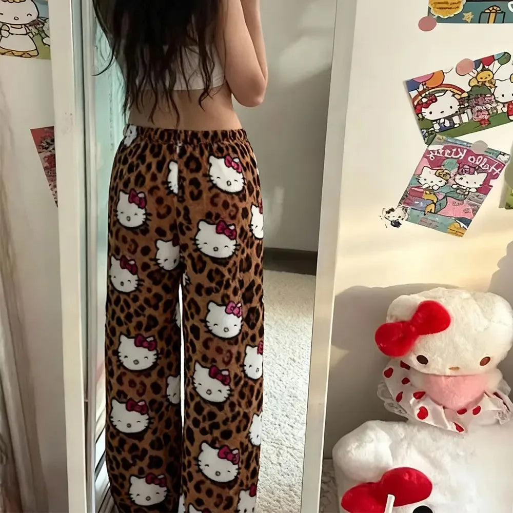 Hello Kitty Leopard Print Pajama Pants - Snuggle Heaven