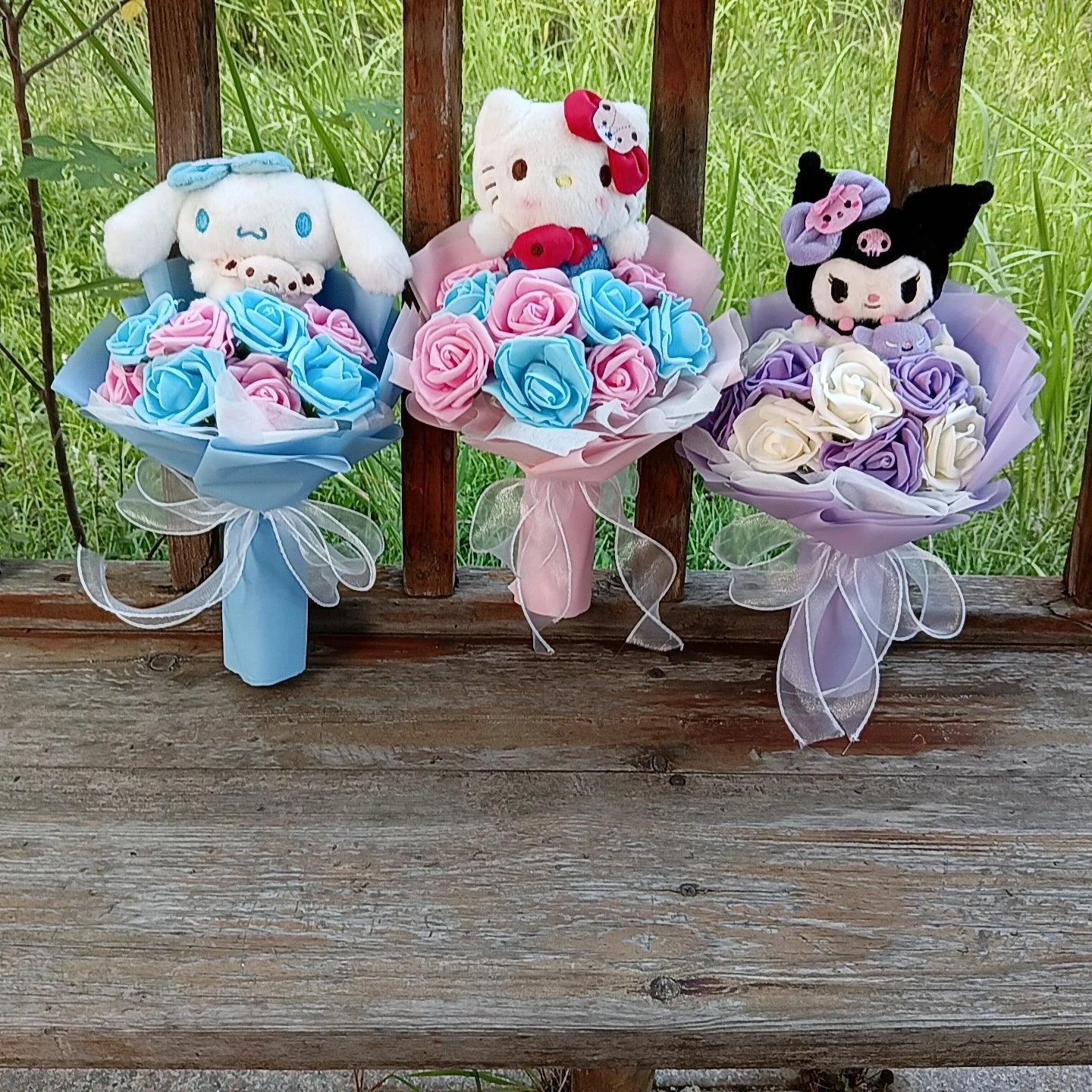 Hello Kitty Pastel Roses Flower Bouquet - Snuggle Heaven