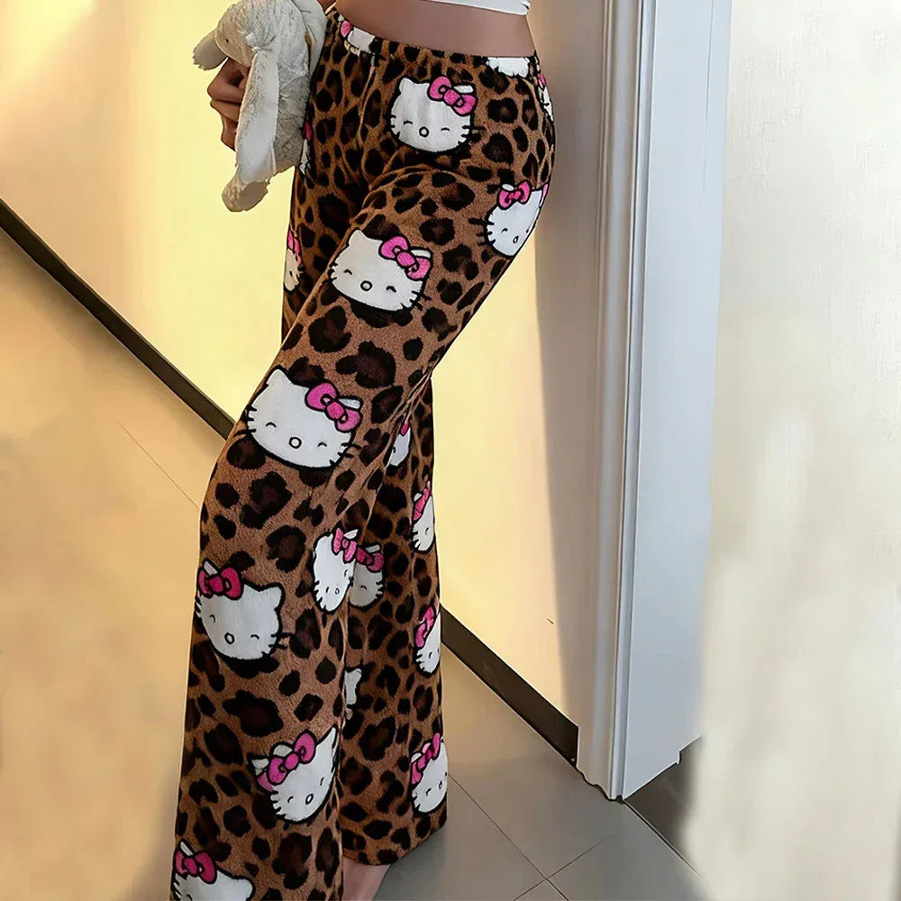 Hello Kitty Leopard Print Pajama Pants - Snuggle Heaven