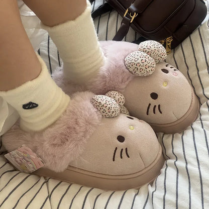 Hello Kitty Fluffy Bow Slippers - Snuggle Heaven