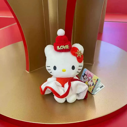 Hello Kitty Christmas Festive Plushie Keychain (10cm/4") - Snuggle Heaven